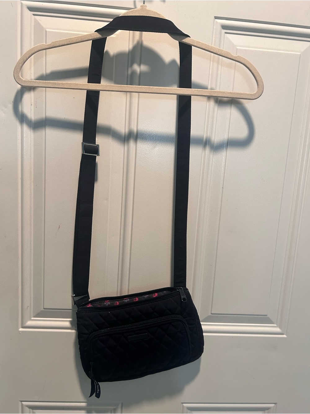 Vera Bradley navy  Quilted Crossbody Bag with Pink Lining Accents